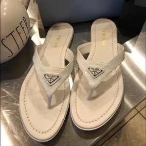 Prada White Flip Flops Size 40